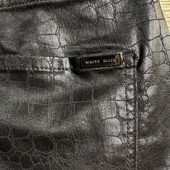 White House Black Market Black Skinny Croc Straight Leg Pants - Picture 5 of 7